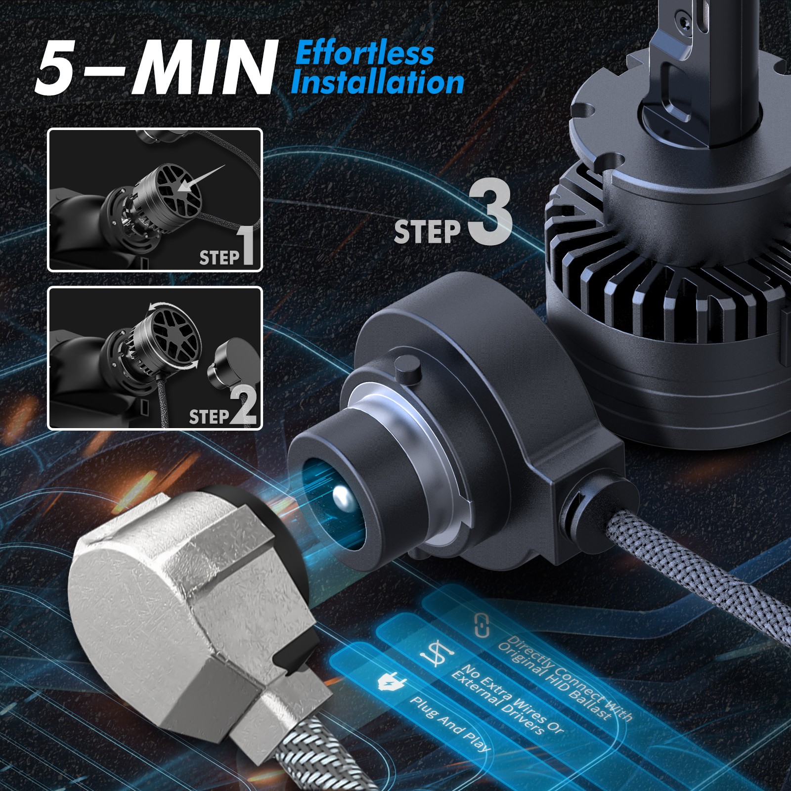 D2S D2R LED Headlight Bulbs Kit 6000K Super Bright Xenon High Low Beam Replace