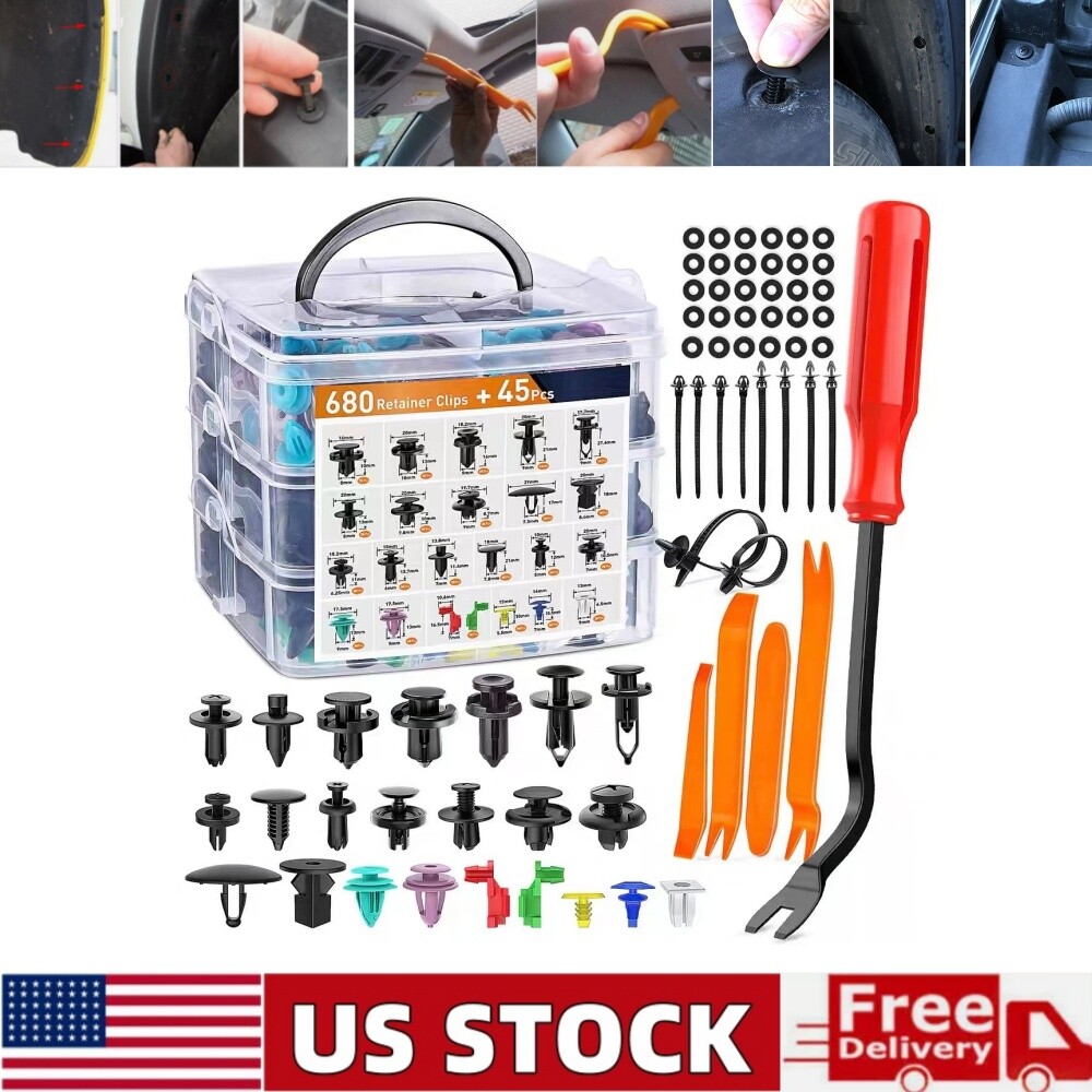725Pcs Car Push Retainer Clips Automotive Tools Auto Bumper Fastener Rivet Parts