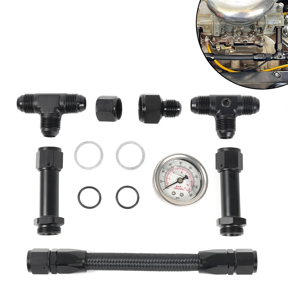 Braided AN8 Dual Feed Carb Fuel Line Double Pump for 4150 Holley Carburetor