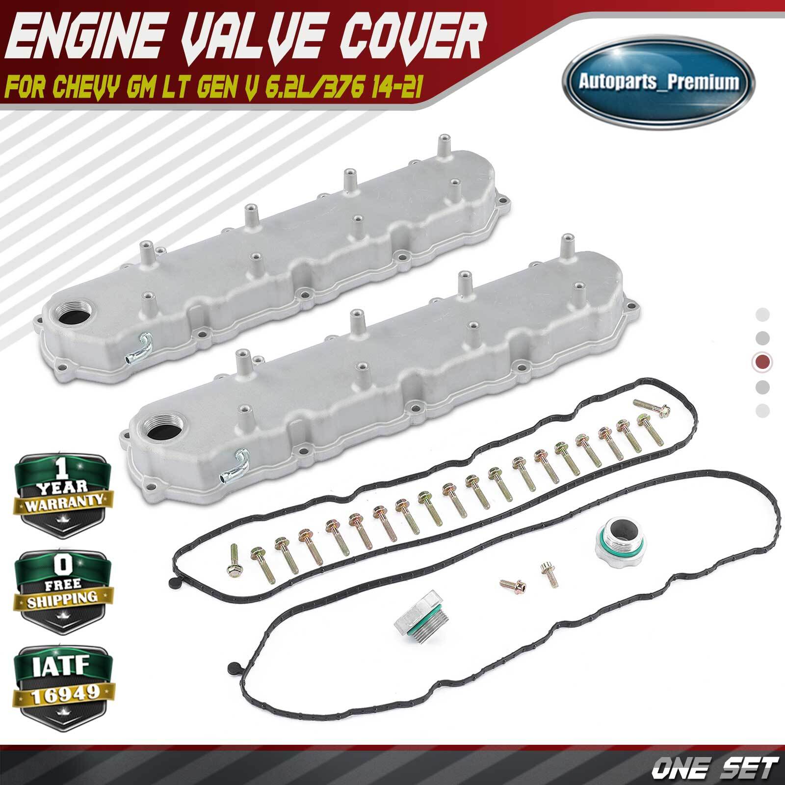 Silver Engine Valve Covers for Chevy GM LT Gen V 6.2L 376 2014-2021 Small Block