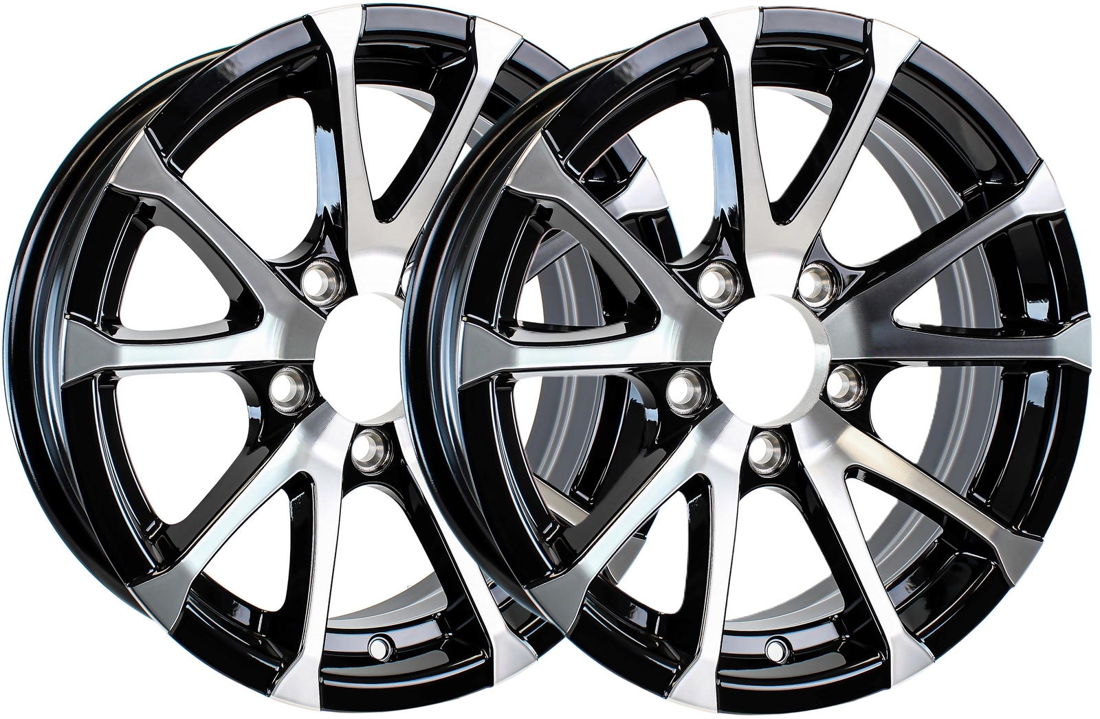 eCustomrim 2-Pack Aluminum Trailer Rims Wheels 5 Lug 14 in. Black Avalanche