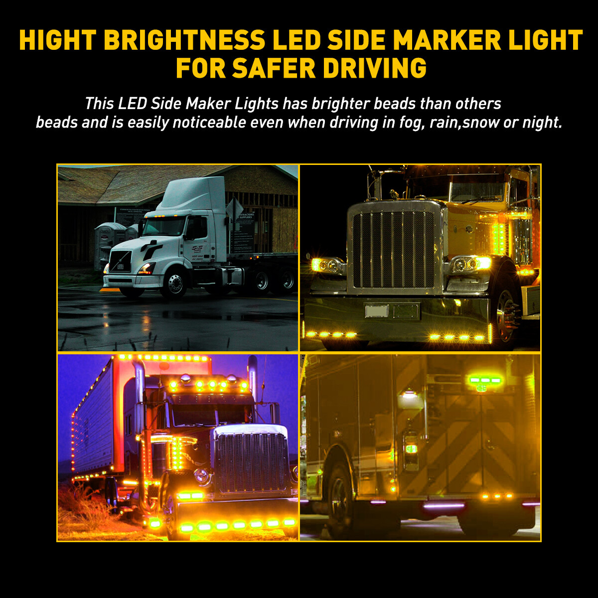 Amber Red White 4LED Side Marker Clearance Light Waterproof for Trailer Truck RV