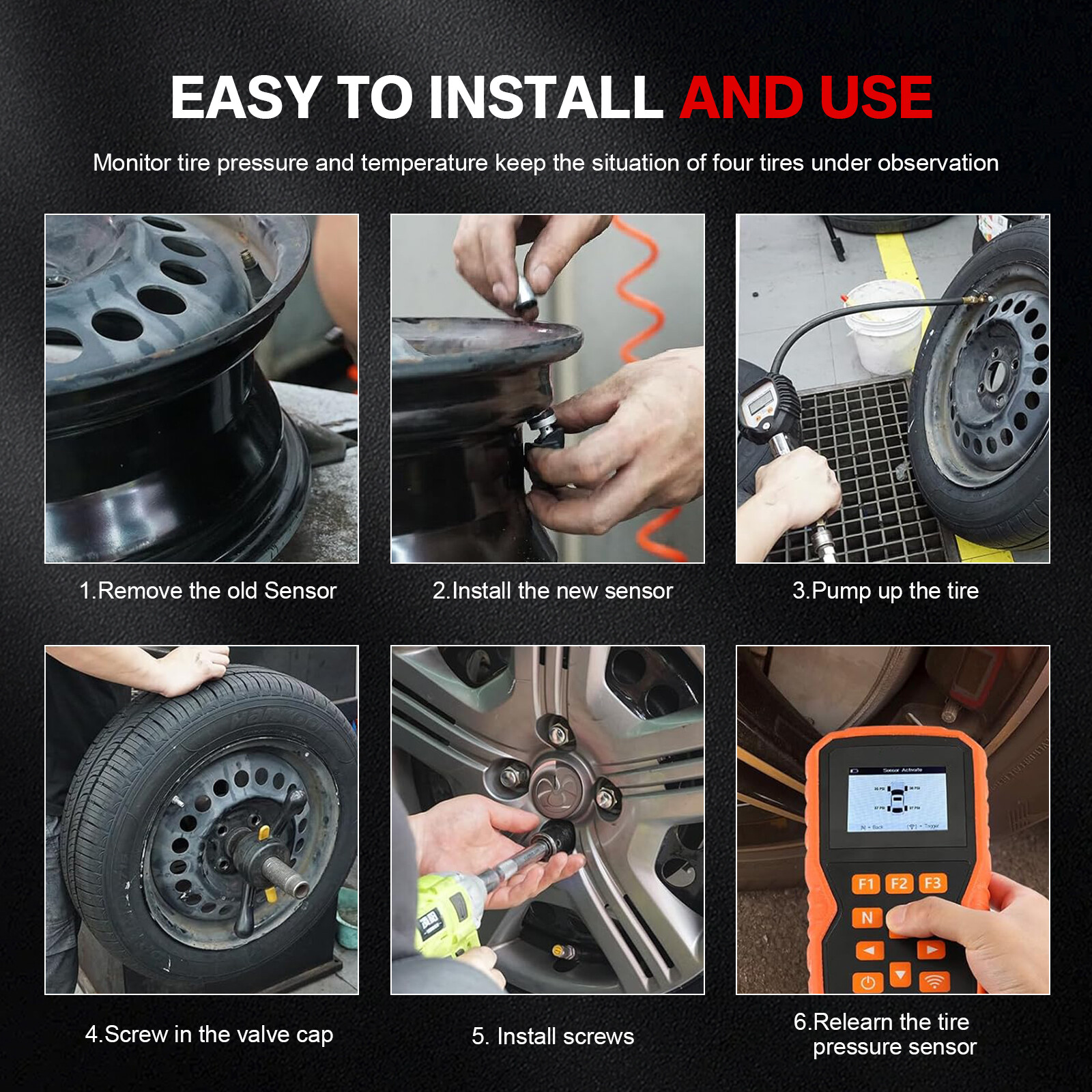 4x 433MHz Tire Pressure Monitoring Systems Sensor TPMS For Dodge Chrysler Jeep