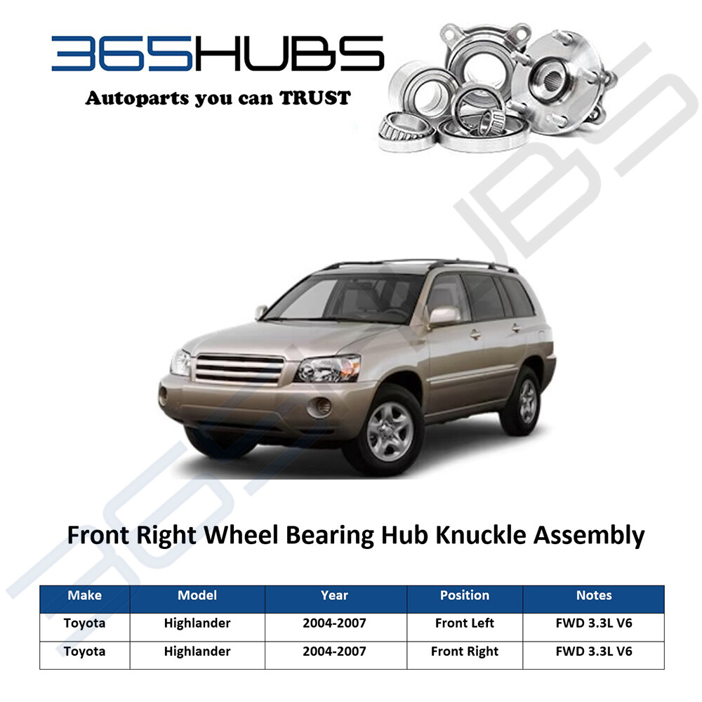 Front L + R Steering Knuckle Bearing Hub Assembly 04-07 Toyota Highlander *FWD*