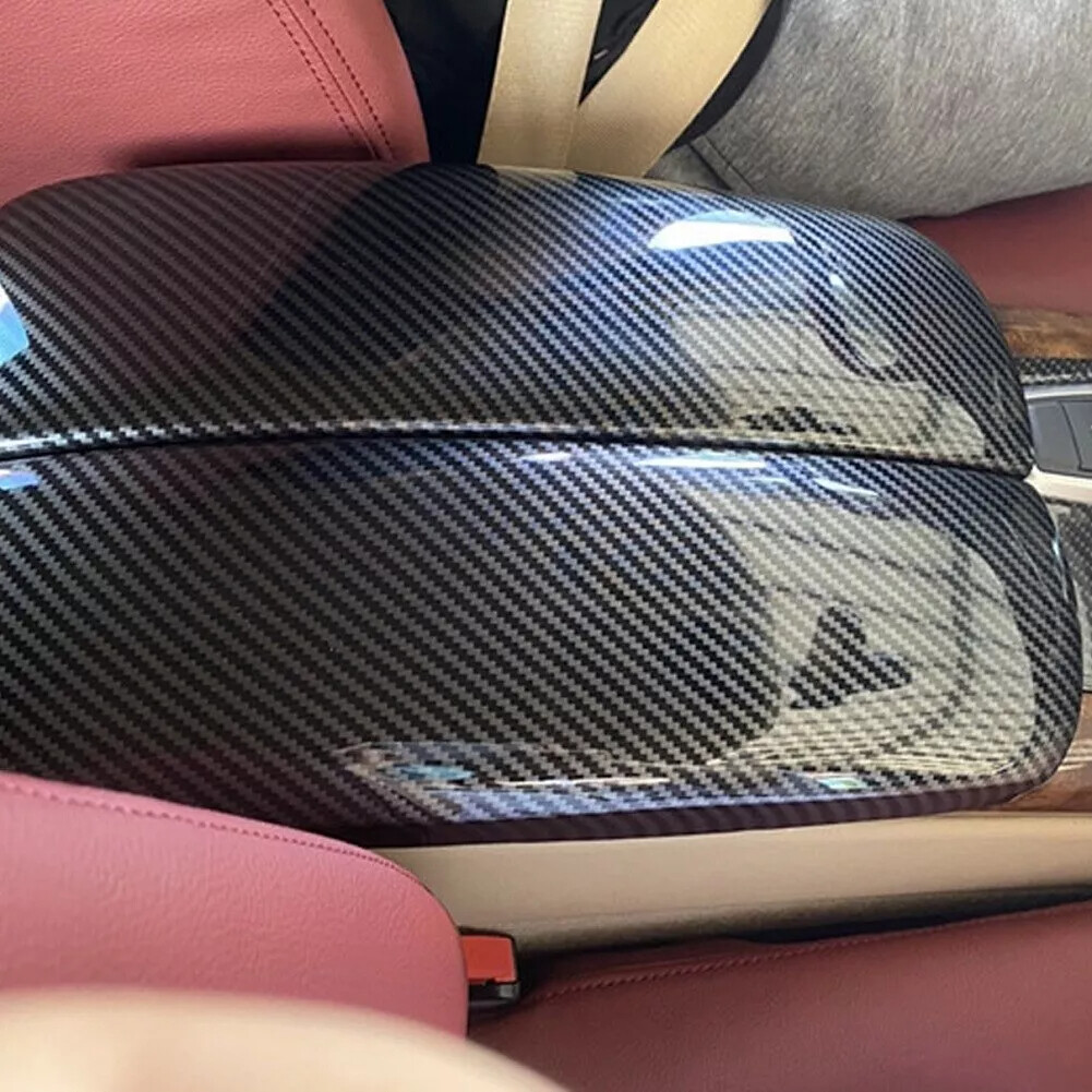 Car Carbon Fiber Center Armrest Box Cover Trim For 2007-2013 BMW E71 E70 X5 X6