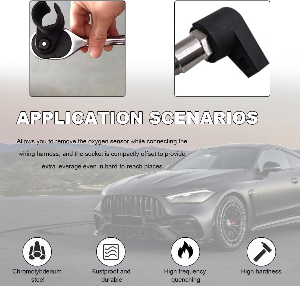 Oxygen Sensor Socket, 3/8-Inch Drive by 7/8-Inch 22mm, Offset 6-Point