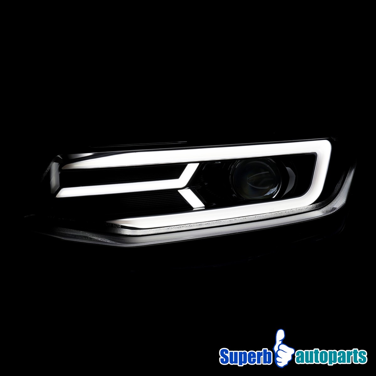 For 2016-2018 Chevy Camaro LED DRL Black Projector Headlights+Sequential Pair