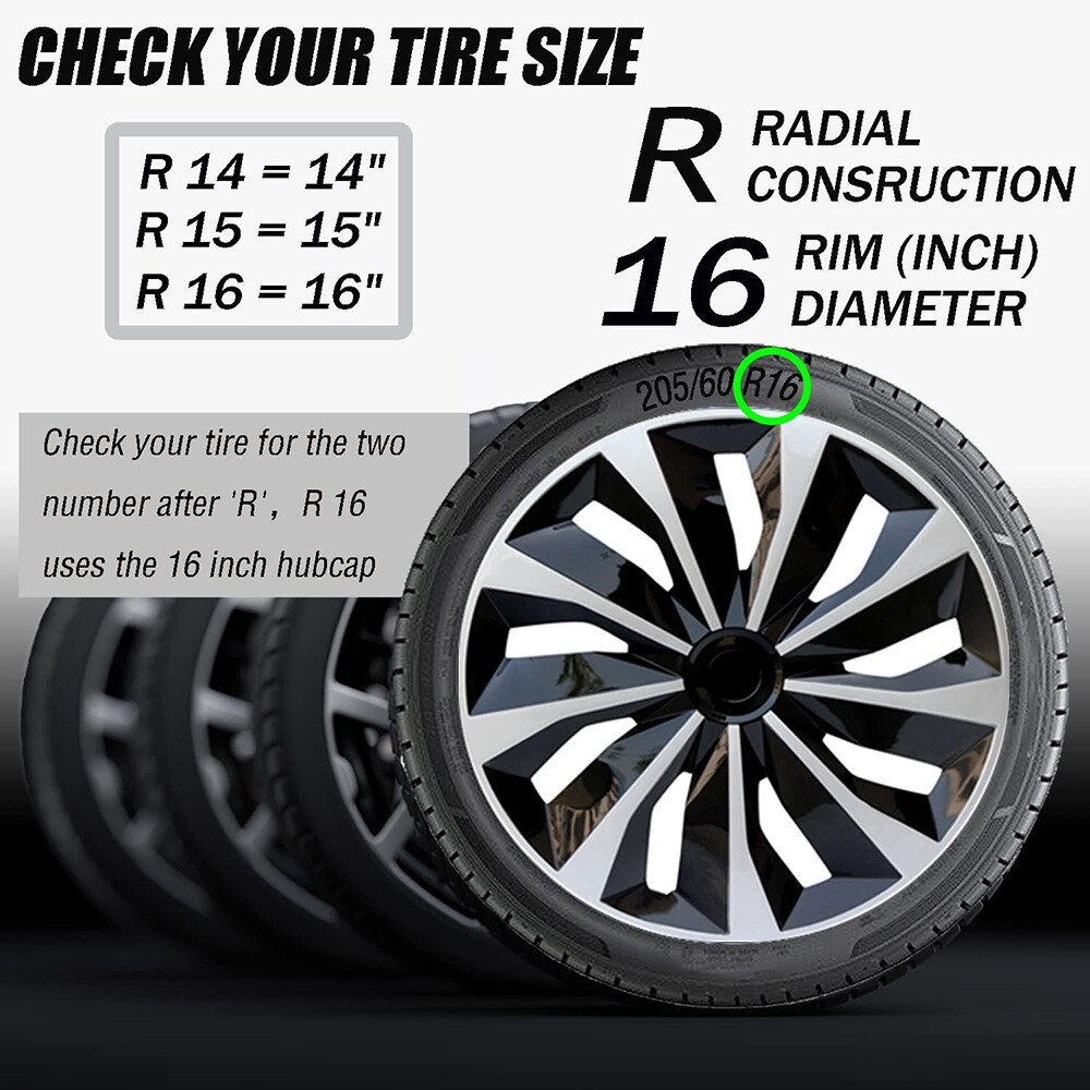 15″/16″Set of 4 Snap On Full Hub Cap Wheel Covers Fit for R16/15 Tire &Steel Rim