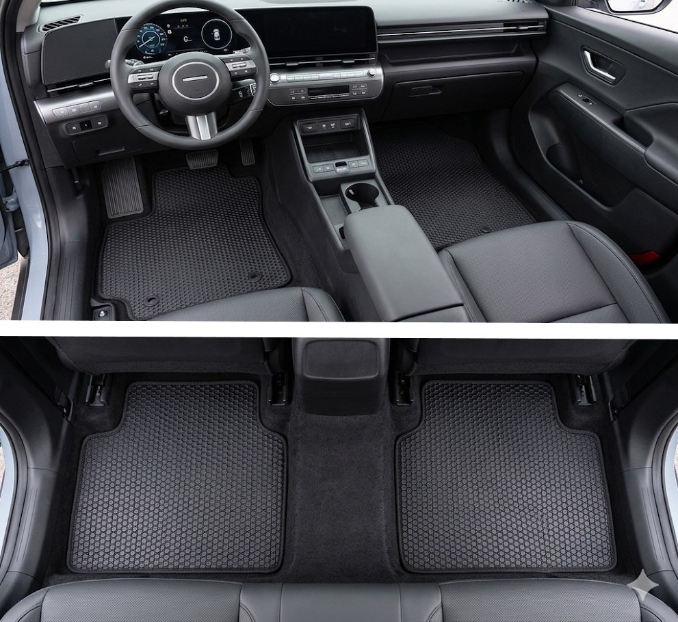 Floor Mats All Weather for 2024 2025 Hyundai Kona Front & Rear ecoMats