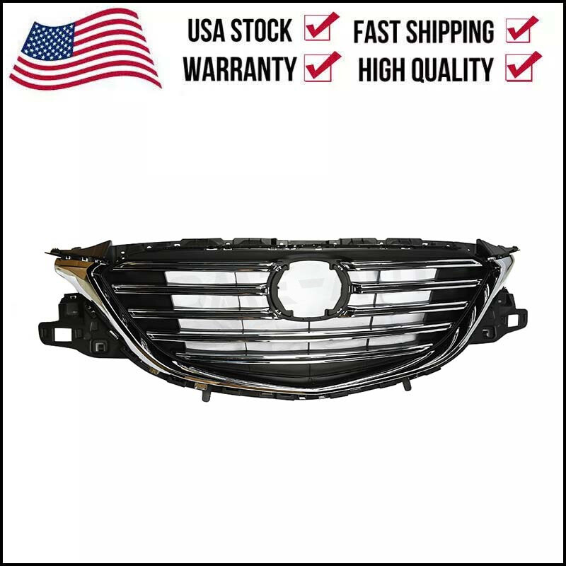 Plastic Black+Chrome TK49-50712 Front Upper Grille For 2016-2023 Mazda CX9
