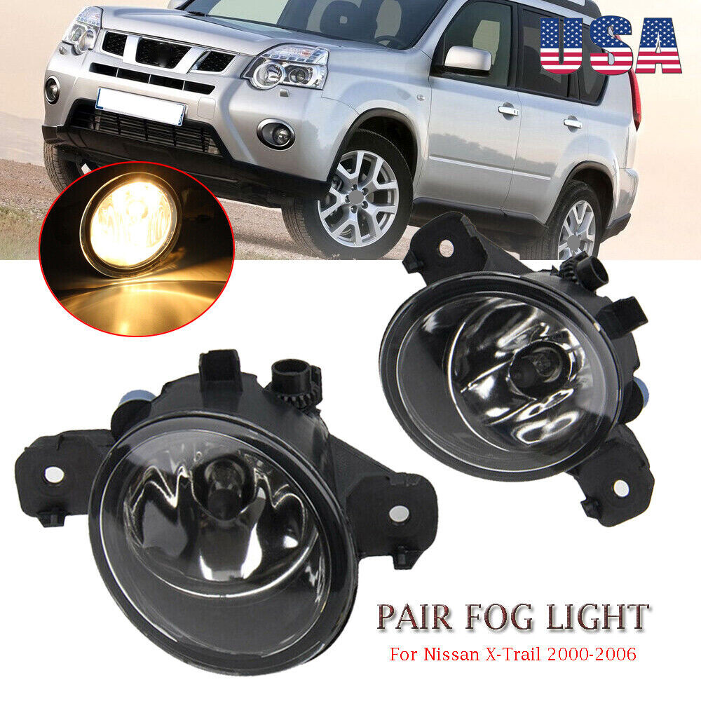 Pair Bumper Fog Light Driving Lamps w/Bulbs For Nissan X-Trail Xtrail T30 00-06