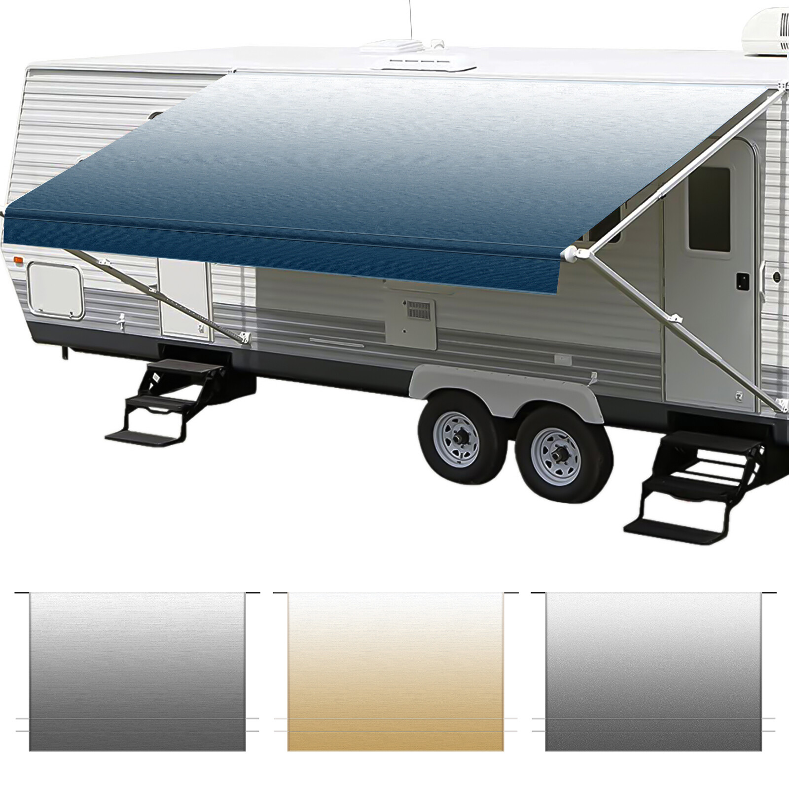 12-20′ RV Awning Fabric Vinyl Replacement Heavy Duty for Camper Trailer 8′ Width