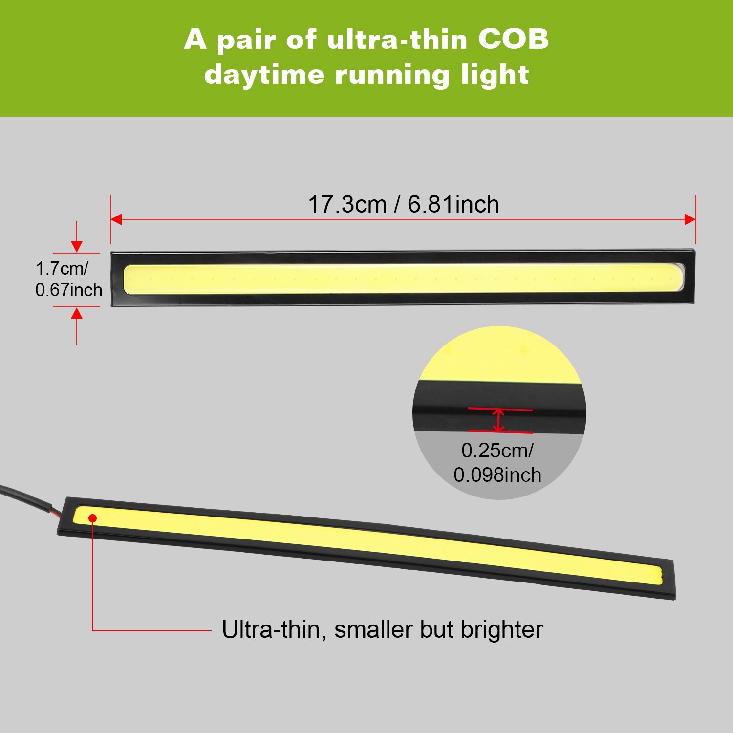 2X Waterproof 17cm COB Car LED Lights White 12V for DRL Fog Light Driving lamp