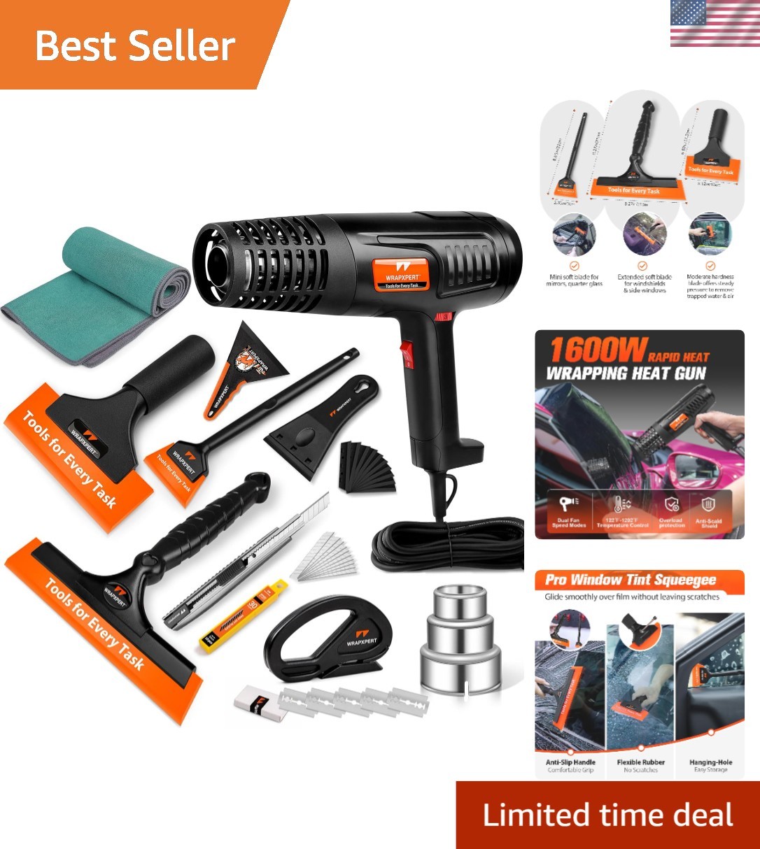 Complete Window Tinting Set: Heat Gun, Squeegees & Razor Scraper for Perfection