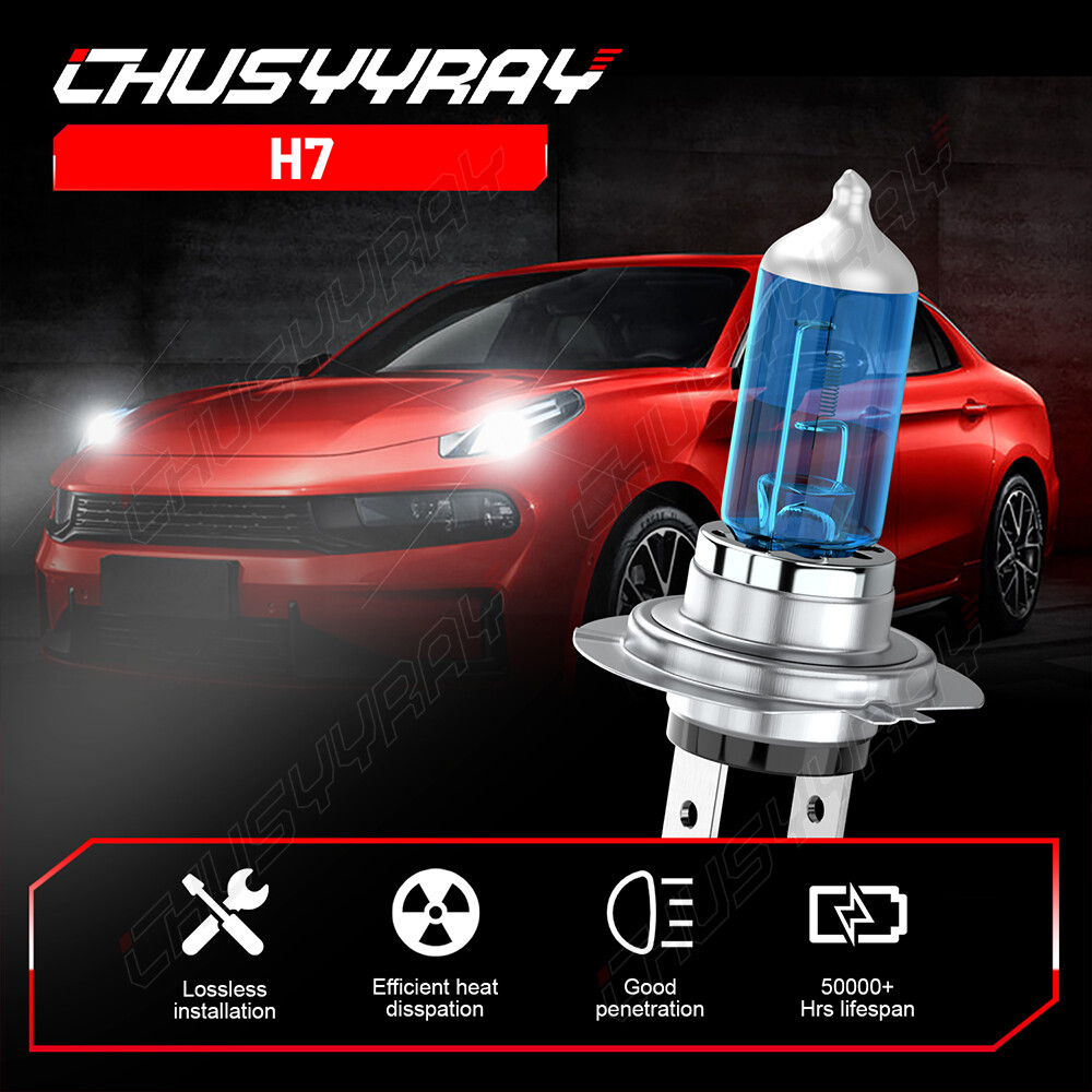 H7 Halogen Headlight Bulbs Kit High / Low Beam 6000K Super Bright White Lights