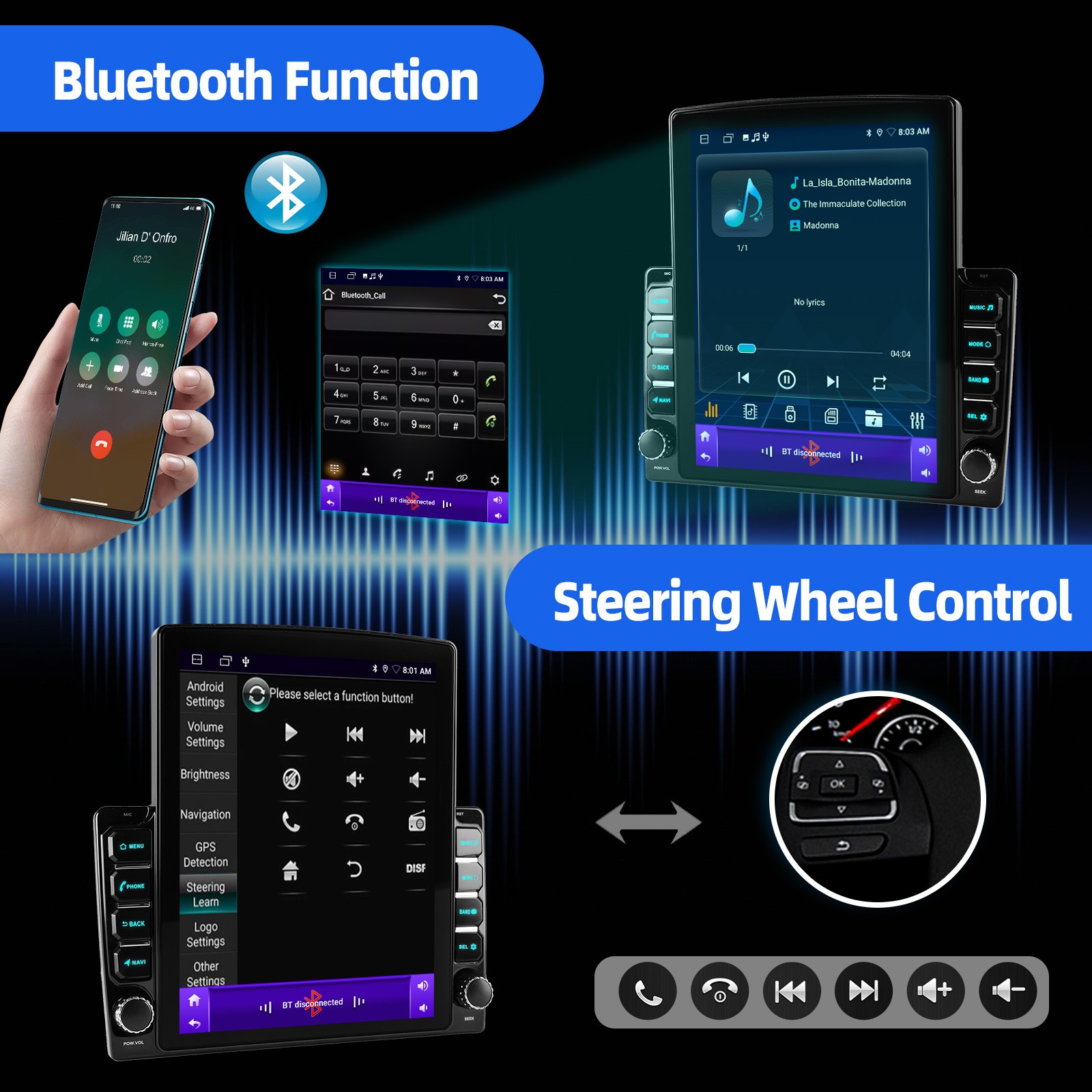 Android 15 Double Din 9.7″ Car Stereo Apple CarPlay Auto Radio GPS Navi WiFi FM