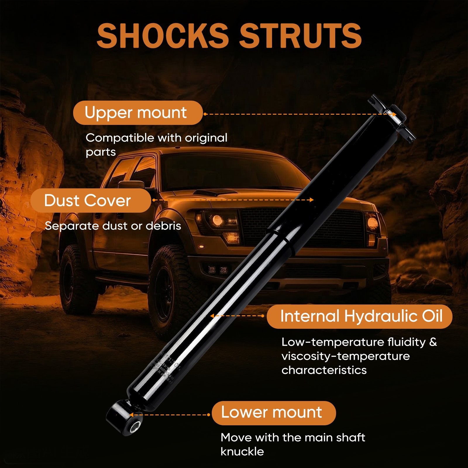 For 2007-2018 Jeep Wrangler 3.8L V6 Rear Shocks Absorbers Struts Pair Set