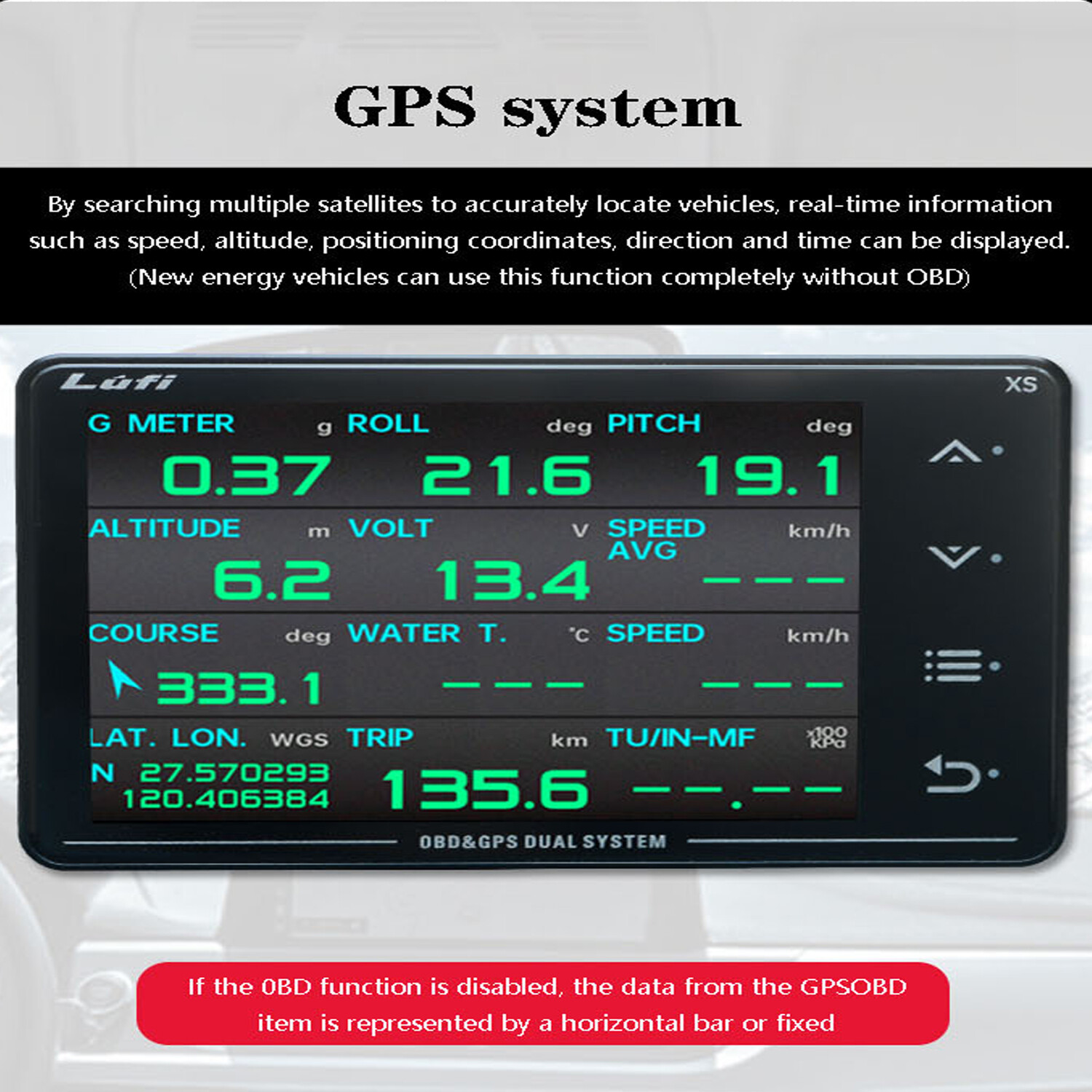 3rd-generation Car Modified Instrument OBD2 Boost gauge GPS Multi-function LCD