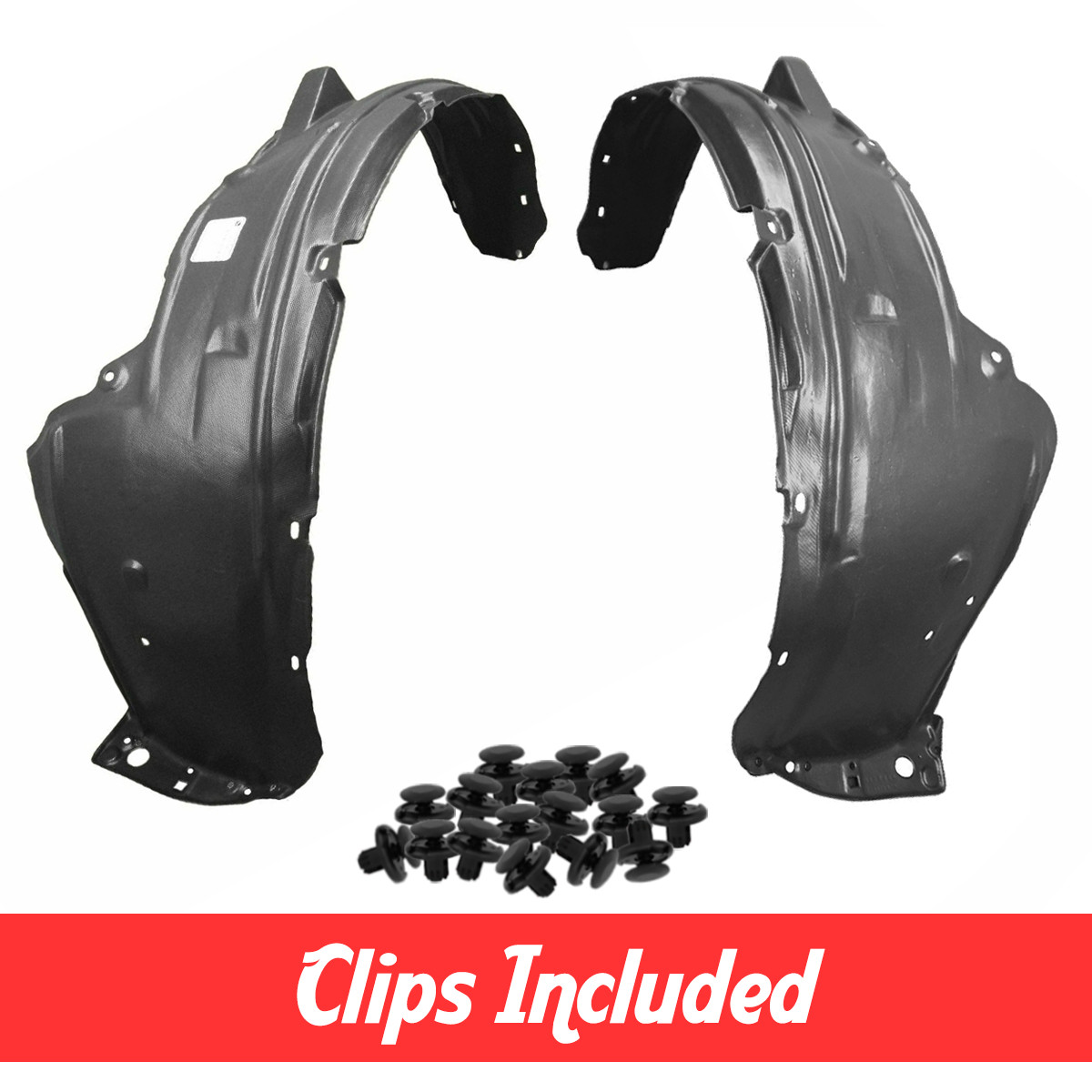 Front Driver & Passenger Side Fender Liner Set w/ Clips For 2012-2016 Honda CR-V