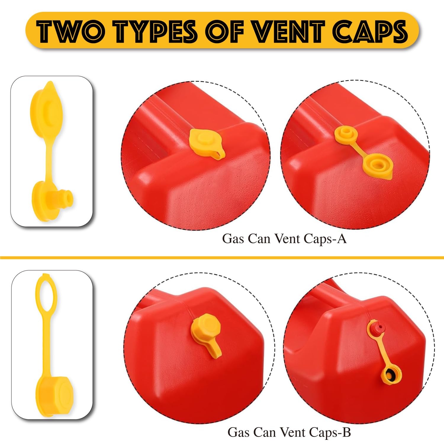 MEAJOO Yellow Gas Can Nozzle Kit, Half, Two, Five & Ten Gallon