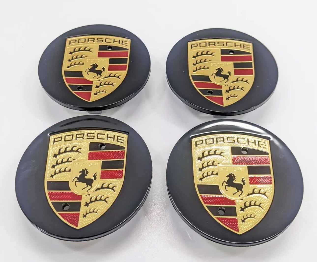 65mm Macan Center Caps Concave Gloss Black Color Crest (Set Of 4)