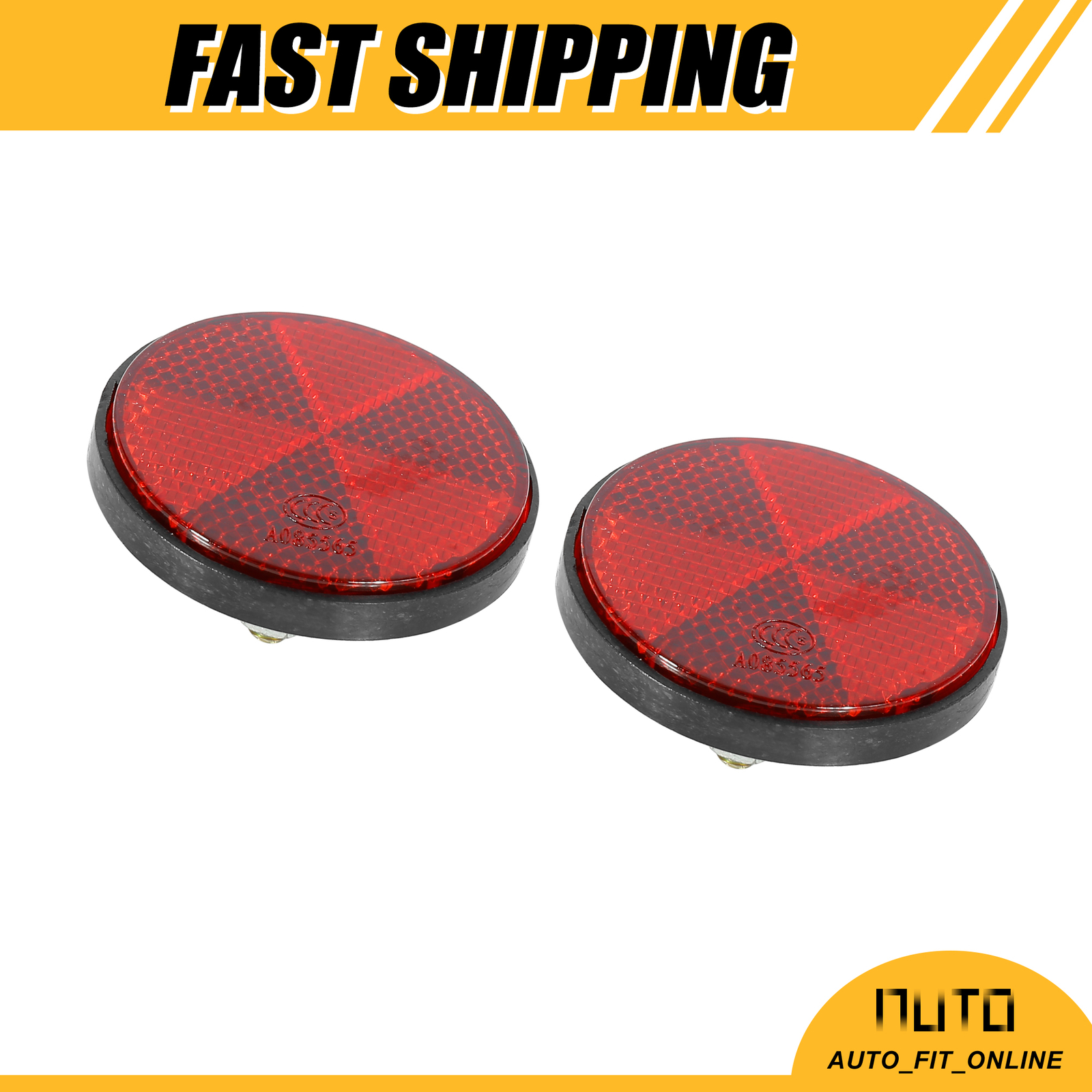 TWO M6x1.0 Red Screw Mount Round Warning Reflector for Motorcycle ATV Universal