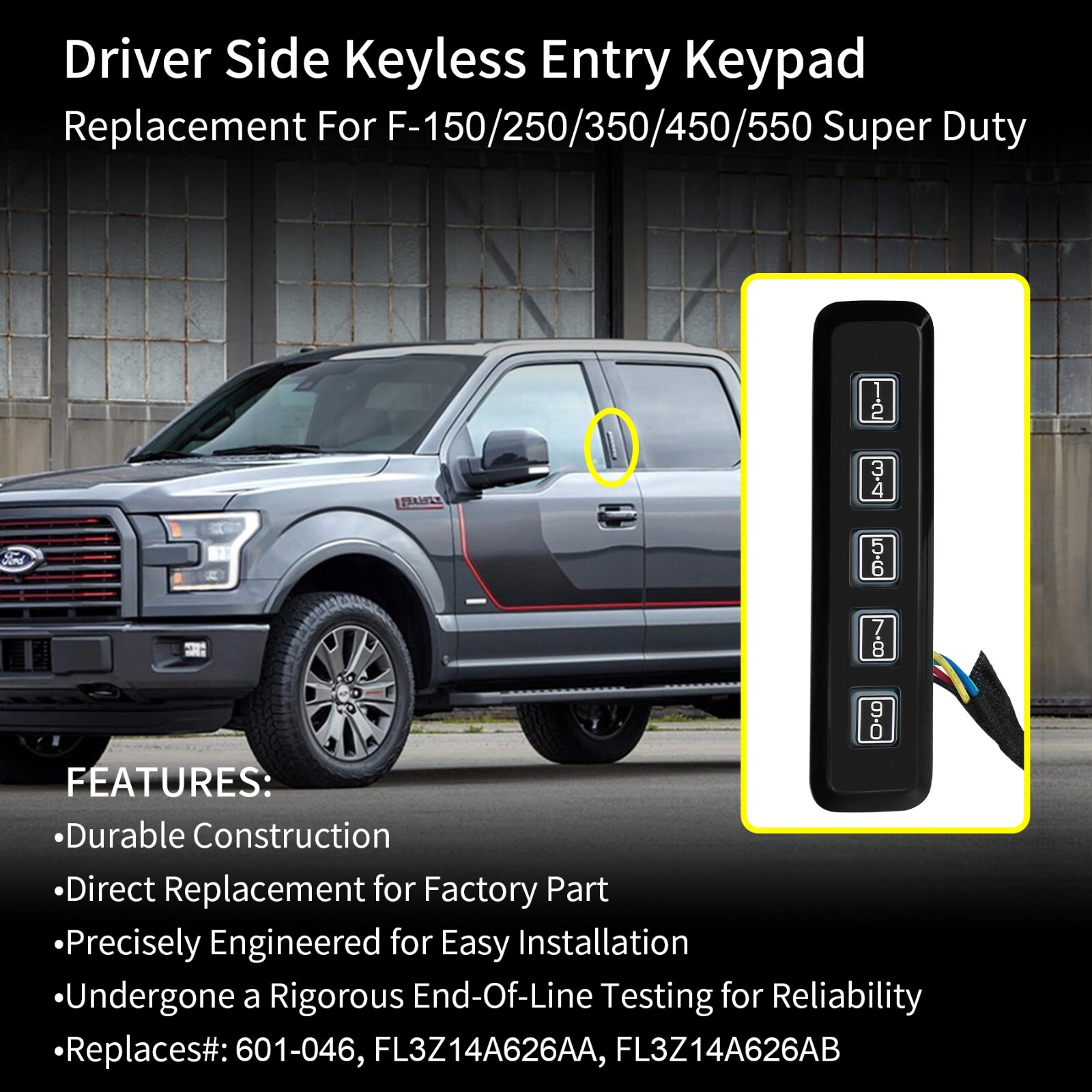 Keyless Entry Keypad for 2015-2020 Ford F150 F250 F350 F450 F550 FL3Z-14A626-AD