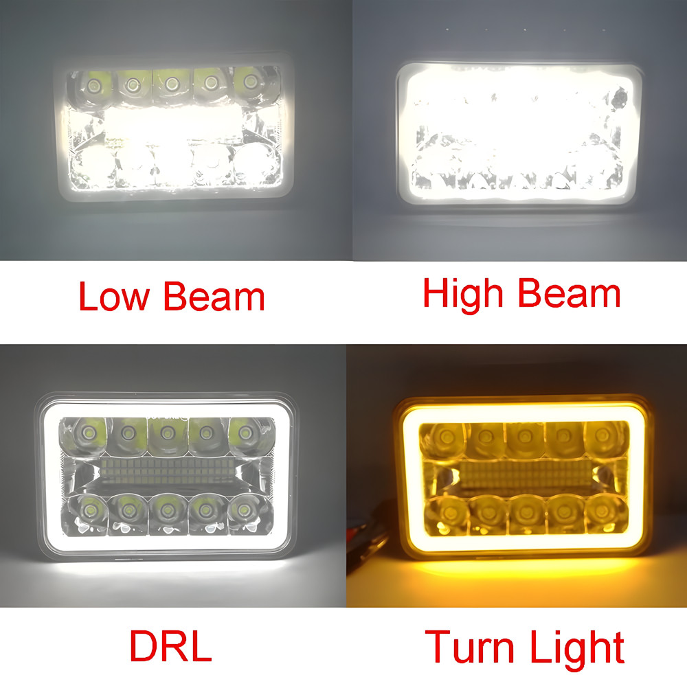 4PCS 4×6″ LED Headlights Hi/Lo Beam Fit Chevrolet Camaro Iroc-Z Z28 RS 1982-1992