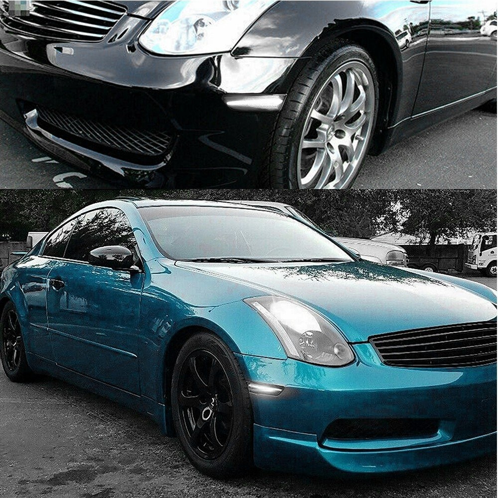 2x Smoke LED Side Light Marker For 2003-07 Infiniti G35 2D Coupe Nissan Skyline