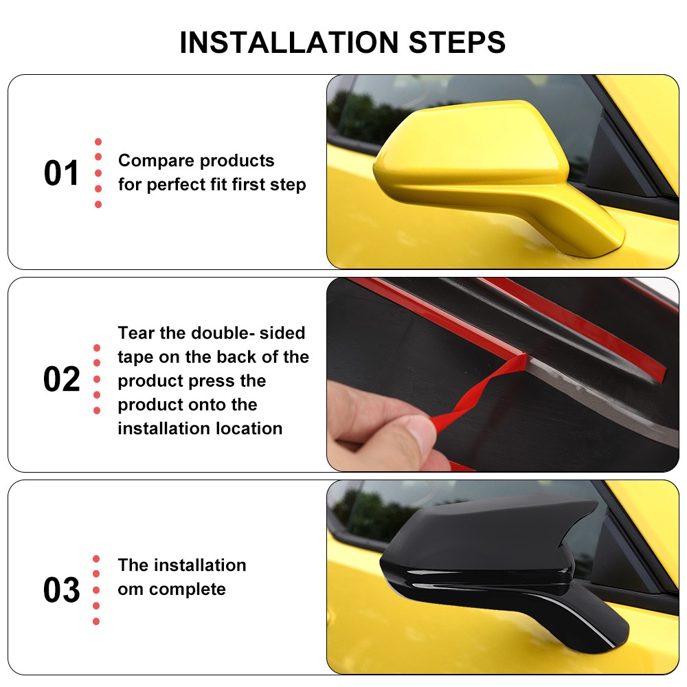? Gloss Black Look Rearview Mirror Cover Caps Overlay for 16-23 Chevy Camaro