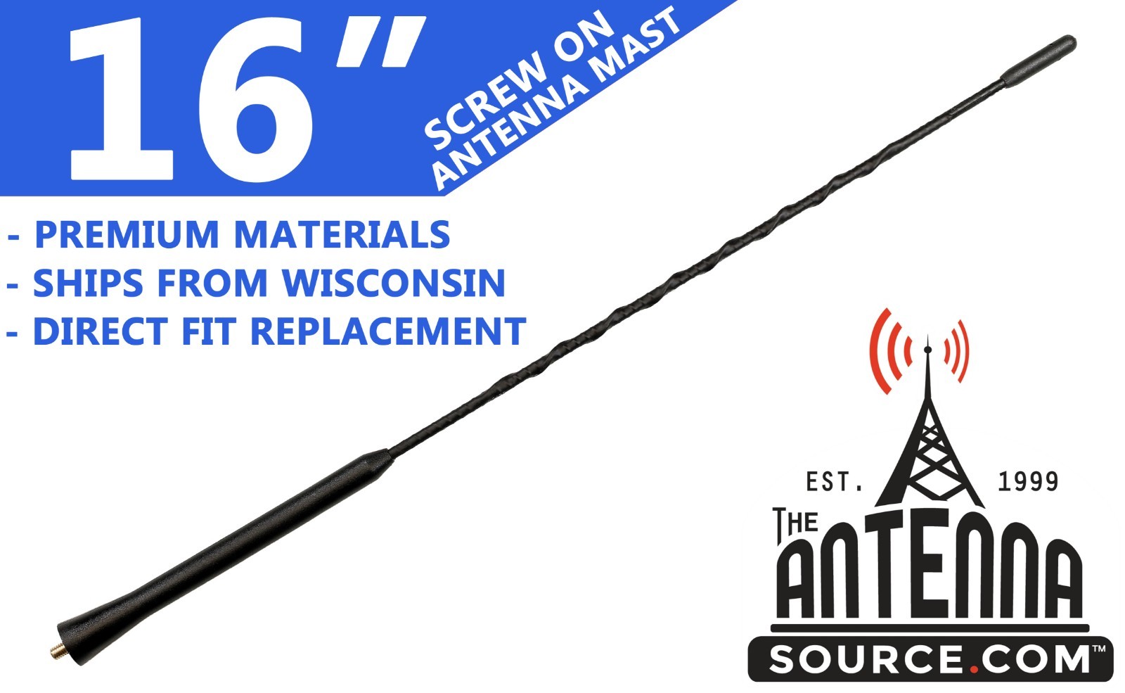 16″ FUBA STYLE ANTENNA MAST – FITS: 2007-2018 Toyota Yaris