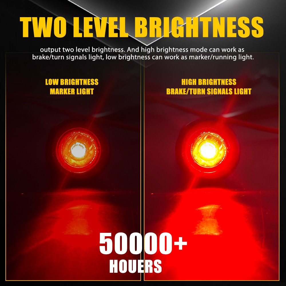Red 10X 3/4″ Round LED Waterproof IP67 Side Marker Clearance Indicator Light 12V