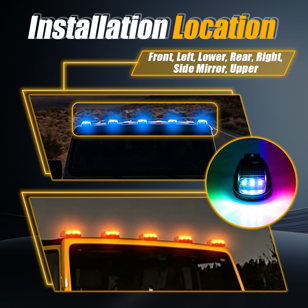 Wireless Remote RGB Solar LED Cab Light 2X For RV Trailer Boat Truck IP67 Smoked