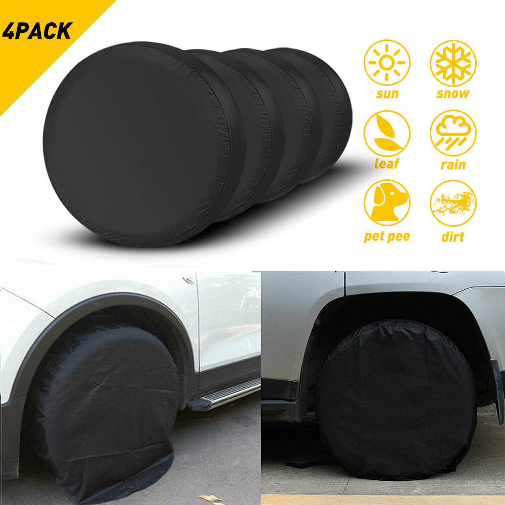 Waterproof Tire Covers Set 4 Wheel&Tyre RV Trailer Camper Sun Protector 27″-29″