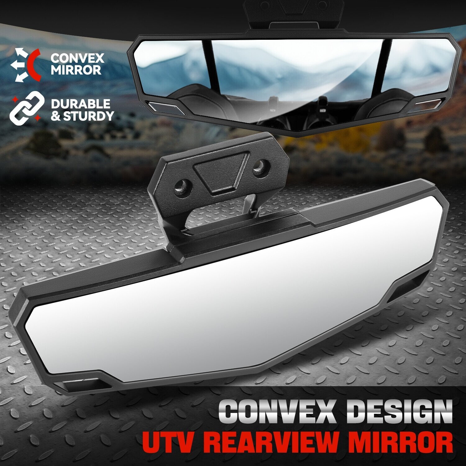 Universal Irregular Shape Convex Handlebar Mount UTV Rear View Center Mirror