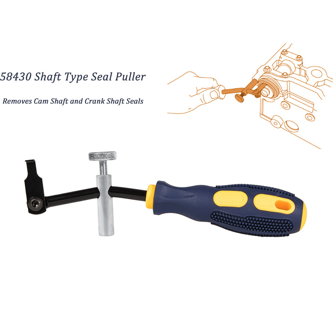 Shaft Type Seal Puller W/ Spare Hook Crankshaft Camshaft Remover Auto Tool 58430