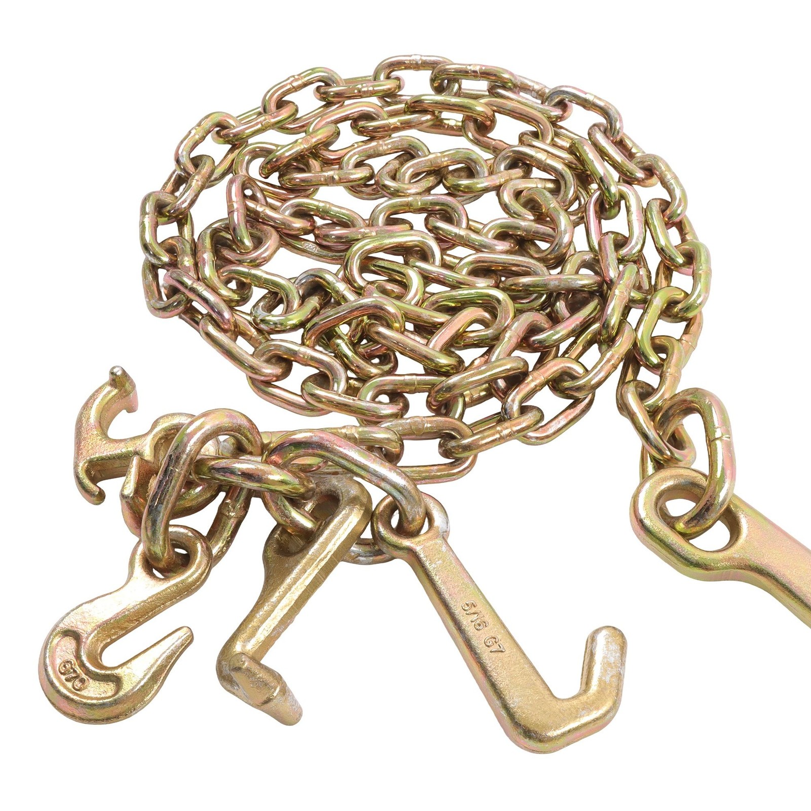 4 Pieces 4700Lbs J Hook Chain Tow Chain 5/16″×8′ G80 With 15″ JRT Hook Grab Hook