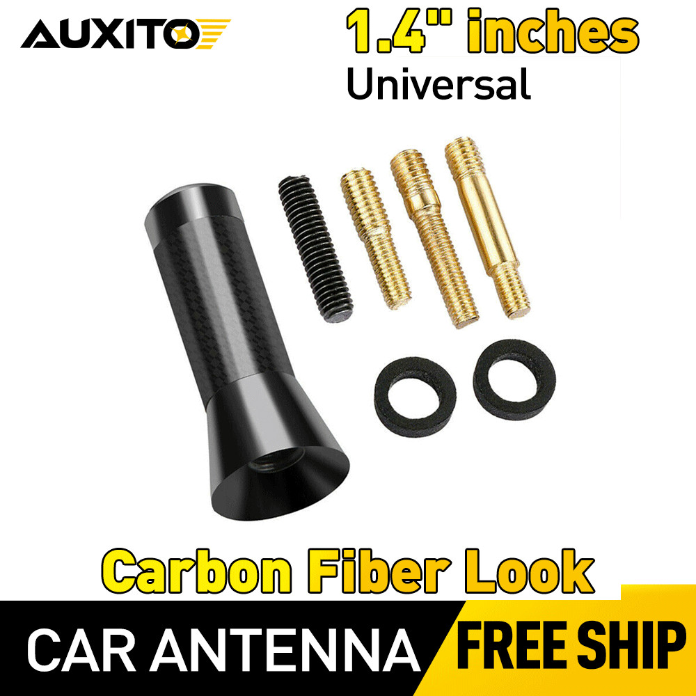 1.4″ Carbon Fiber Aluminum Car AM/FM Radio Car Short Antenna Stubby Screw Black