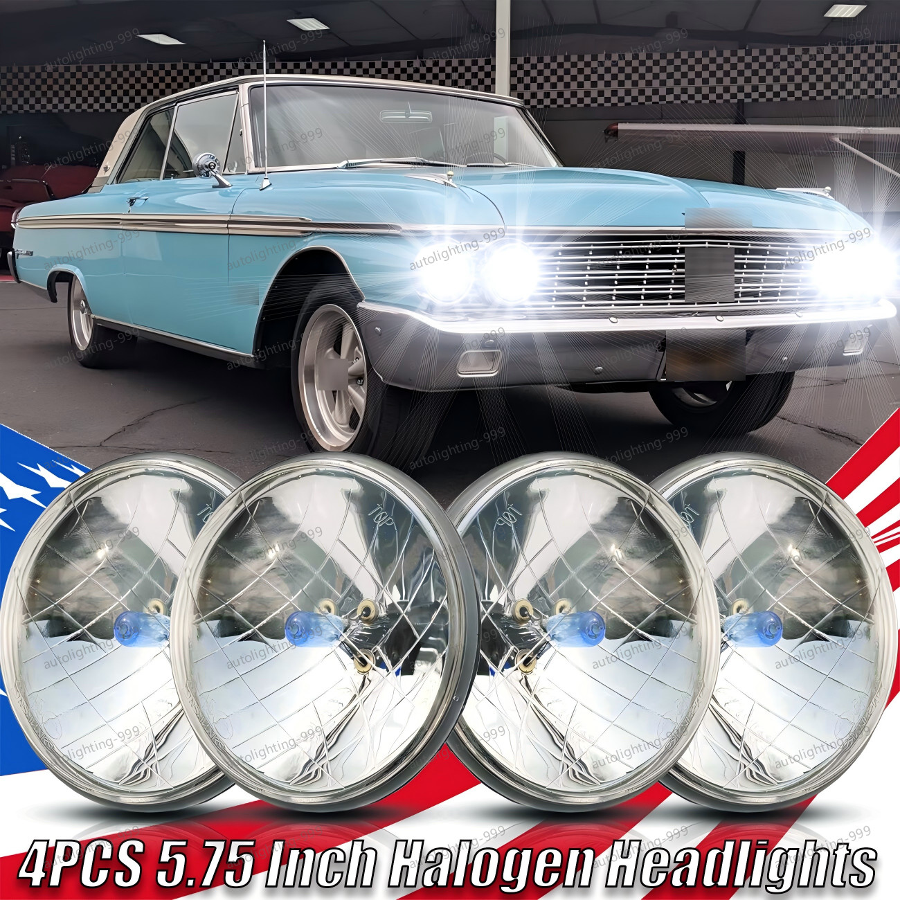 For Ford Galaxie 500 1962-1974 4X 5.75″ 5-3/4inch Round Headlights Upgrade
