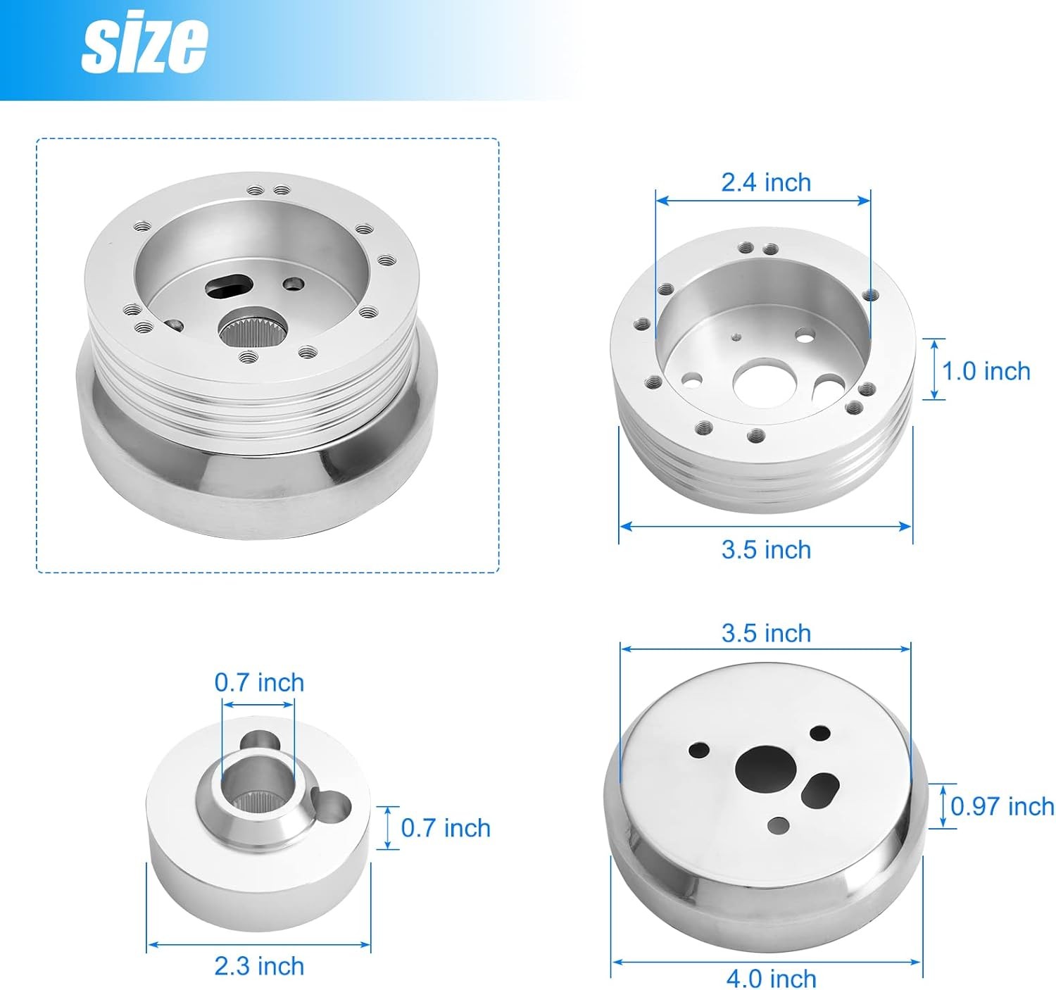 For GM Chevy 5 & 6 Hole Steering Wheel Polished Hub Adapter Flaming River Ididit