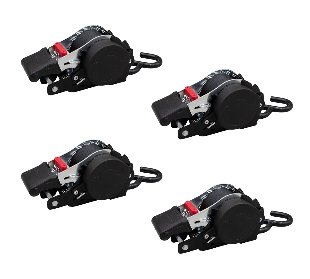 4 Pack 1”x10” Bolt on Retractable Ratchet Straps w/ Coated S Hook for Trailers