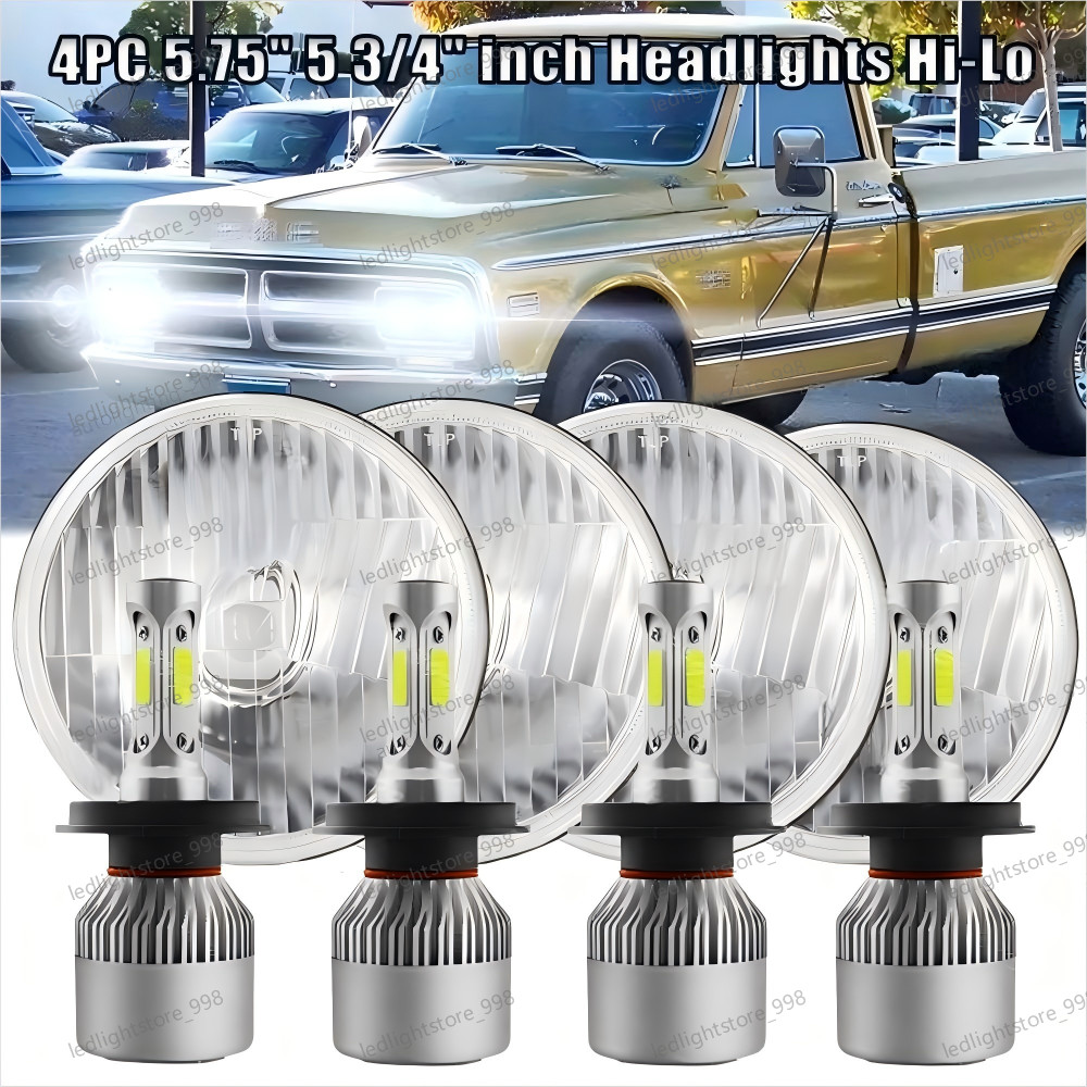 5.75″ 5-3/4″ inch Round LED Headlights for GMC C15/C1500 1961-1972 Pickup C2500