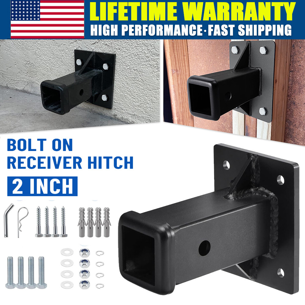 Bolt-On Trailer Hitch Receiver Tube 2″ Hitch Wall Mounted for Lawn Tractor Mower