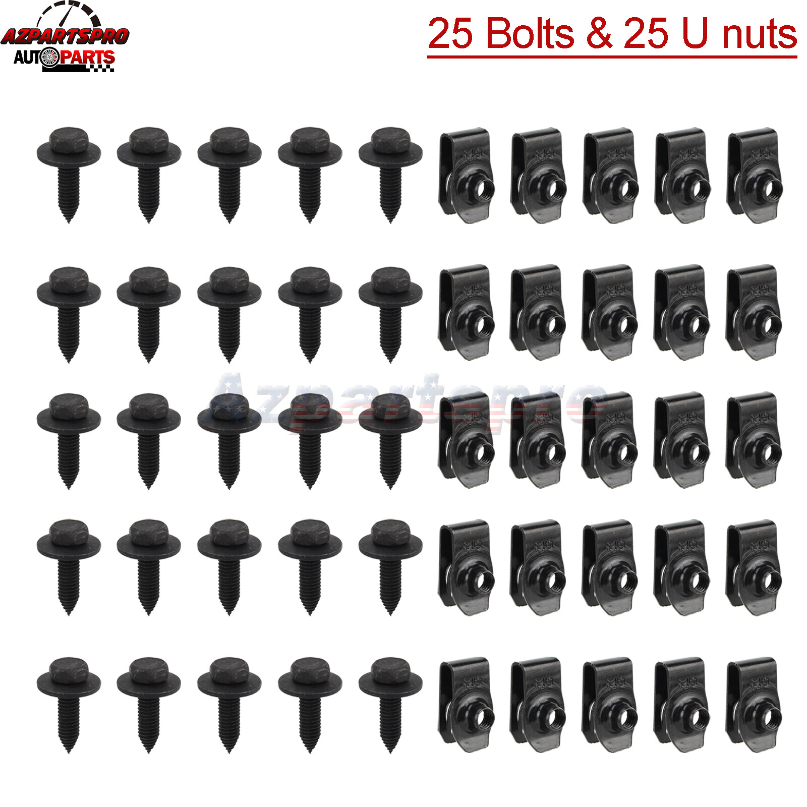 5/16 Body Bolts Screws & U-Nut Clips 5/16-18 x 1-3/16 (25 Each) #1590 (858/19)