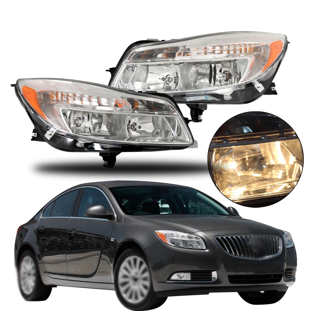 For Buick Regal 2011 2012 2013 Right+Left Side Halogen Headlights Assembly Clear