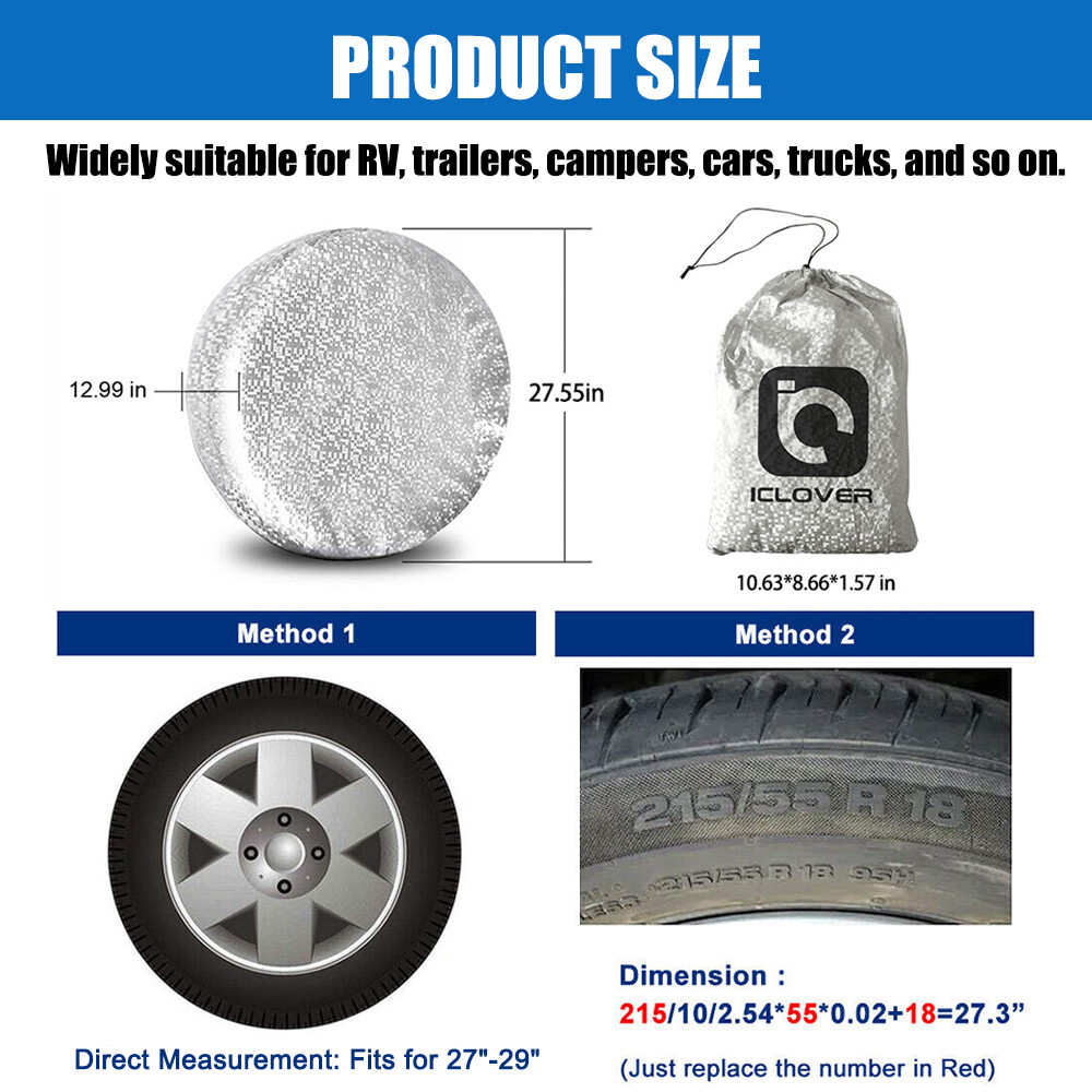 4x Waterproof Tire Cover Wheel Tyre RV SUV Trailer Camper UV Protector 27”-29”