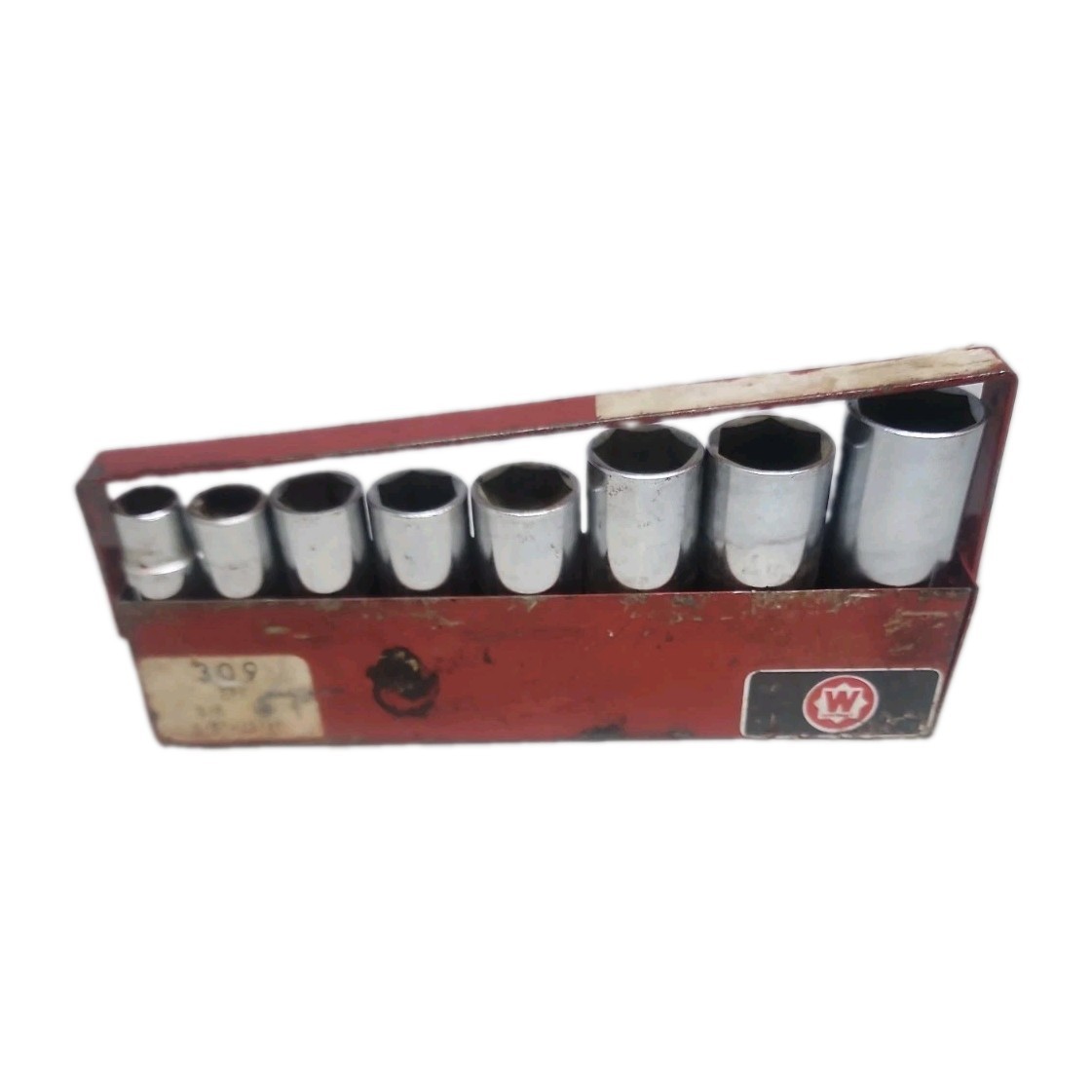 WRIGHT TOOLS No. 309 8 Piece 3/8″ Dr 6pt Set In Carry Red Case SAE 13/16″-3/8″