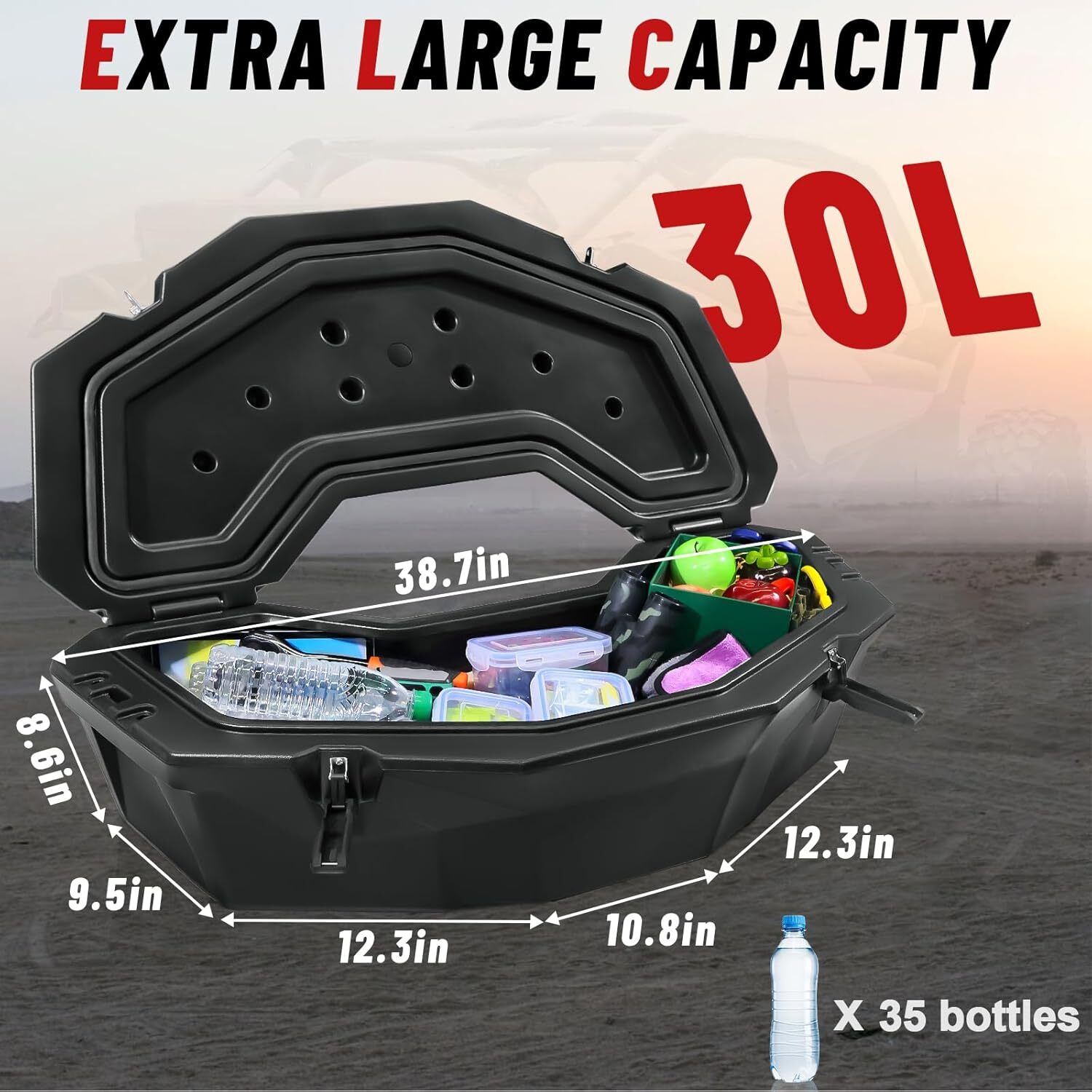 UTV Rear Cargo Storage Box 30L for Can-Am Maverick X3/X3 MAX/Renegade/Commande
