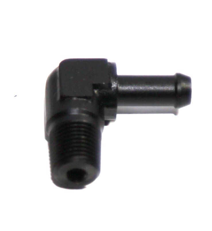 BLACK 1/8″ NPT Male to 1/4″ Hose Barb 90 Degree Aluminum Fitting Adapter