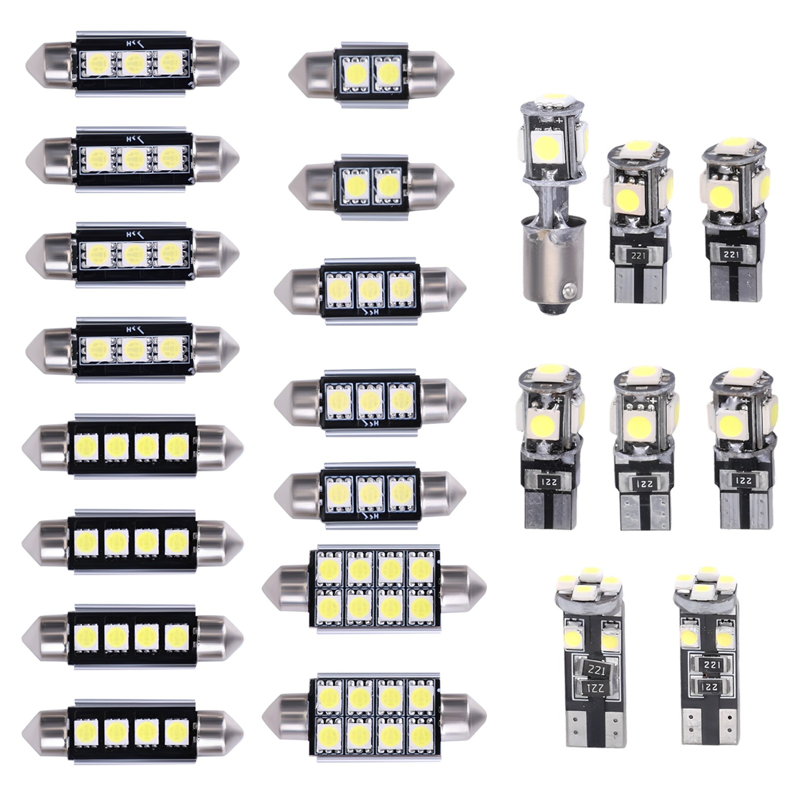 23x White LED Car Interior Inside Light Dome Trunk Map License Plate Lamp Bulbs